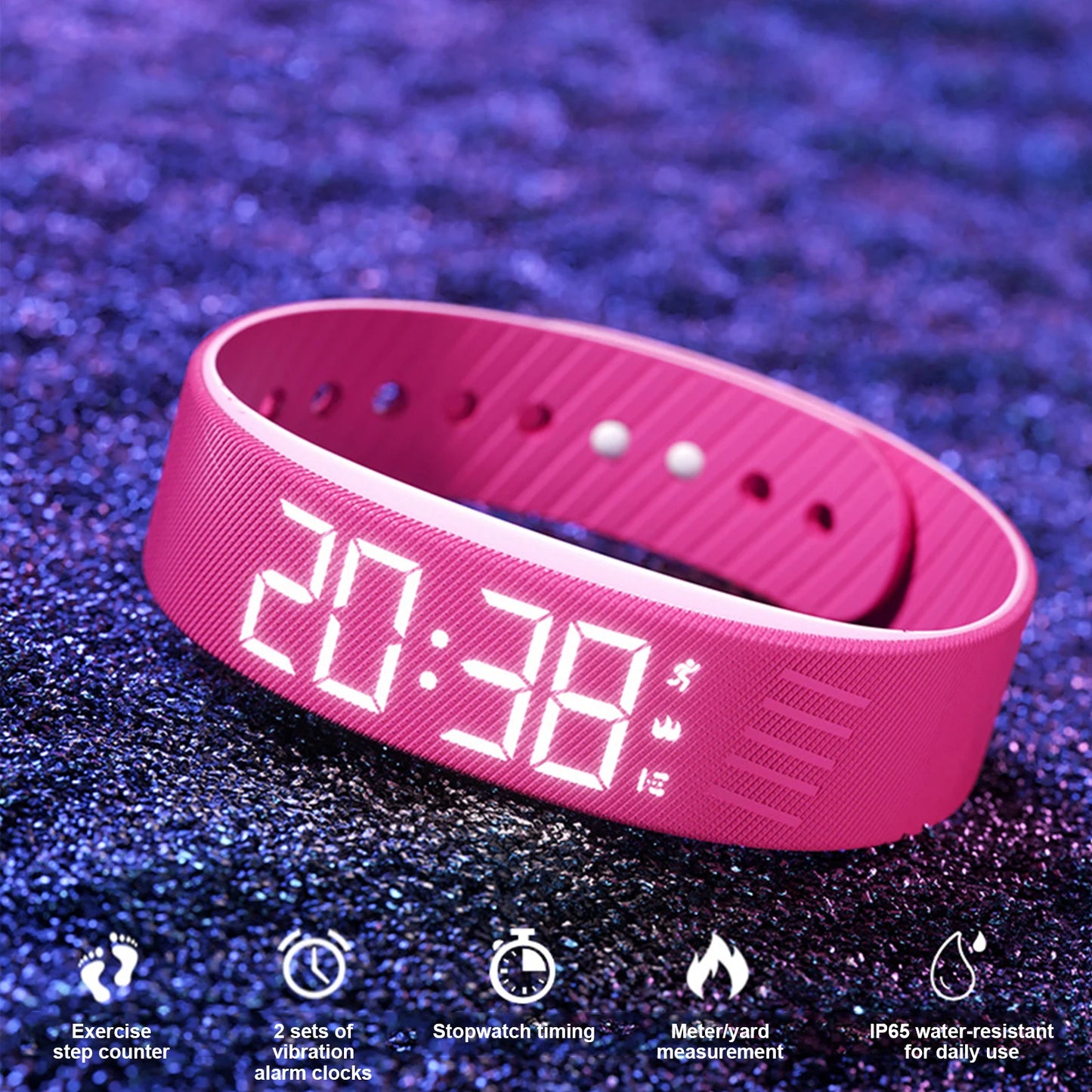  Smart Bracelet Vibrating Alarm Wristband W/Step Counter Pedometer Silent Vibration Alarm Watch Unique for Deepsleepers Elderly