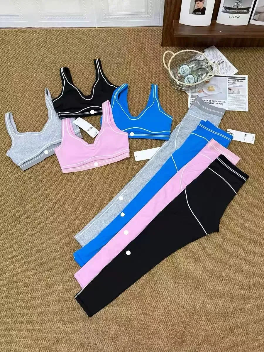 Women Yoga Set Bra + Leggings Yoga Women Sets Gym Short Sports Outfit Pants Shaping Waist Fitness Jogging Sportswear Running