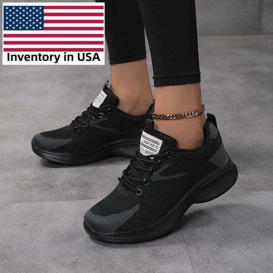 2025 Best Selling Women's Casual Lightweight Sneakers Breathable Fabric Upper Lace-Up Design Dropshipping Product