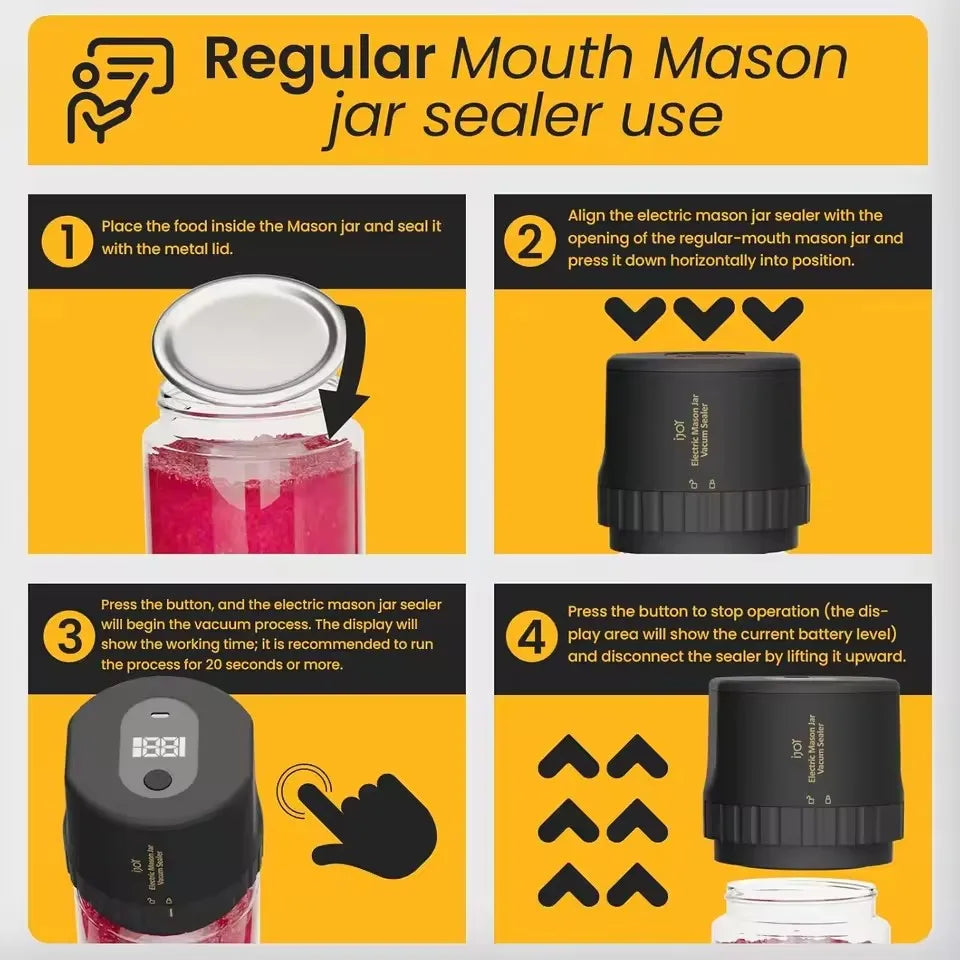 Wholesale Kitchen Tools Automatic Kit Food Storage Regular Mouth Mason Jar Lids Electric Mason Jar Vacuum Sealing Machine