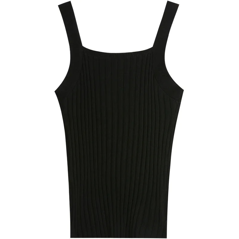 Women's Vintage Singlet Tops Summer Knit Vest Strap Camisole Short Wholesale Customizable Women's Sweaters for Spring Knitwear