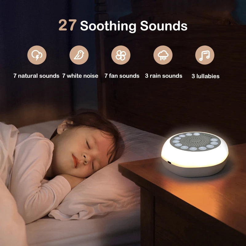 Colorful Night Light Soothing Sound Sleep Aid White Noise Speaker Portable White Noise Machine Baby
