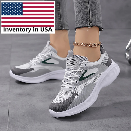 2025 Best Selling Women's Casual Lightweight Sneakers Breathable Fabric Upper Lace-Up Design Dropshipping Product