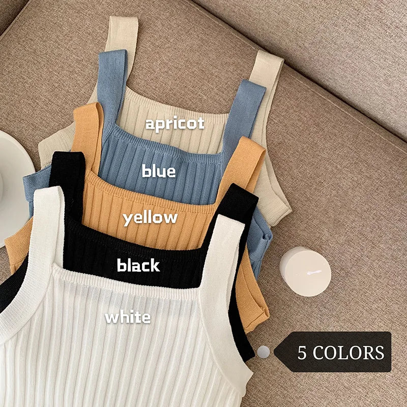Women's Vintage Singlet Tops Summer Knit Vest Strap Camisole Short Wholesale Customizable Women's Sweaters for Spring Knitwear