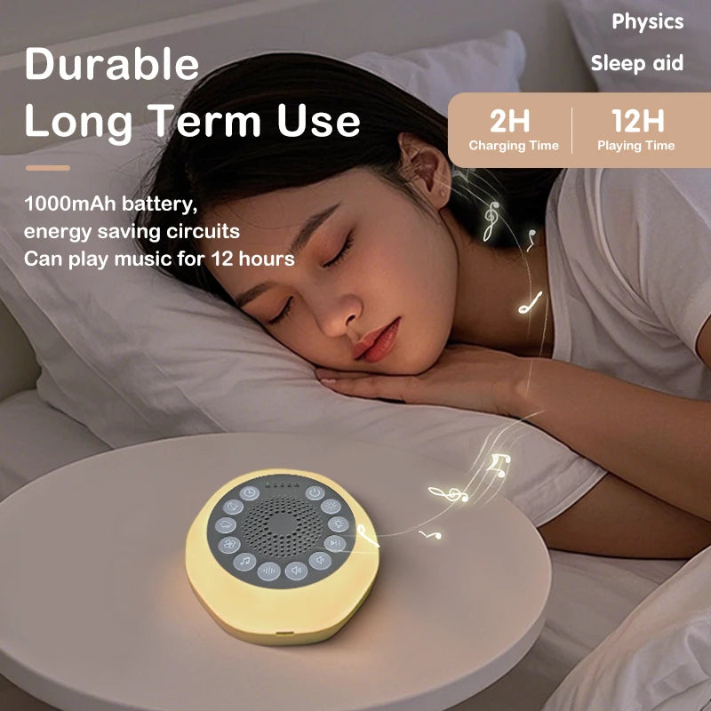 Colorful Night Light Soothing Sound Sleep Aid White Noise Speaker Portable White Noise Machine Baby