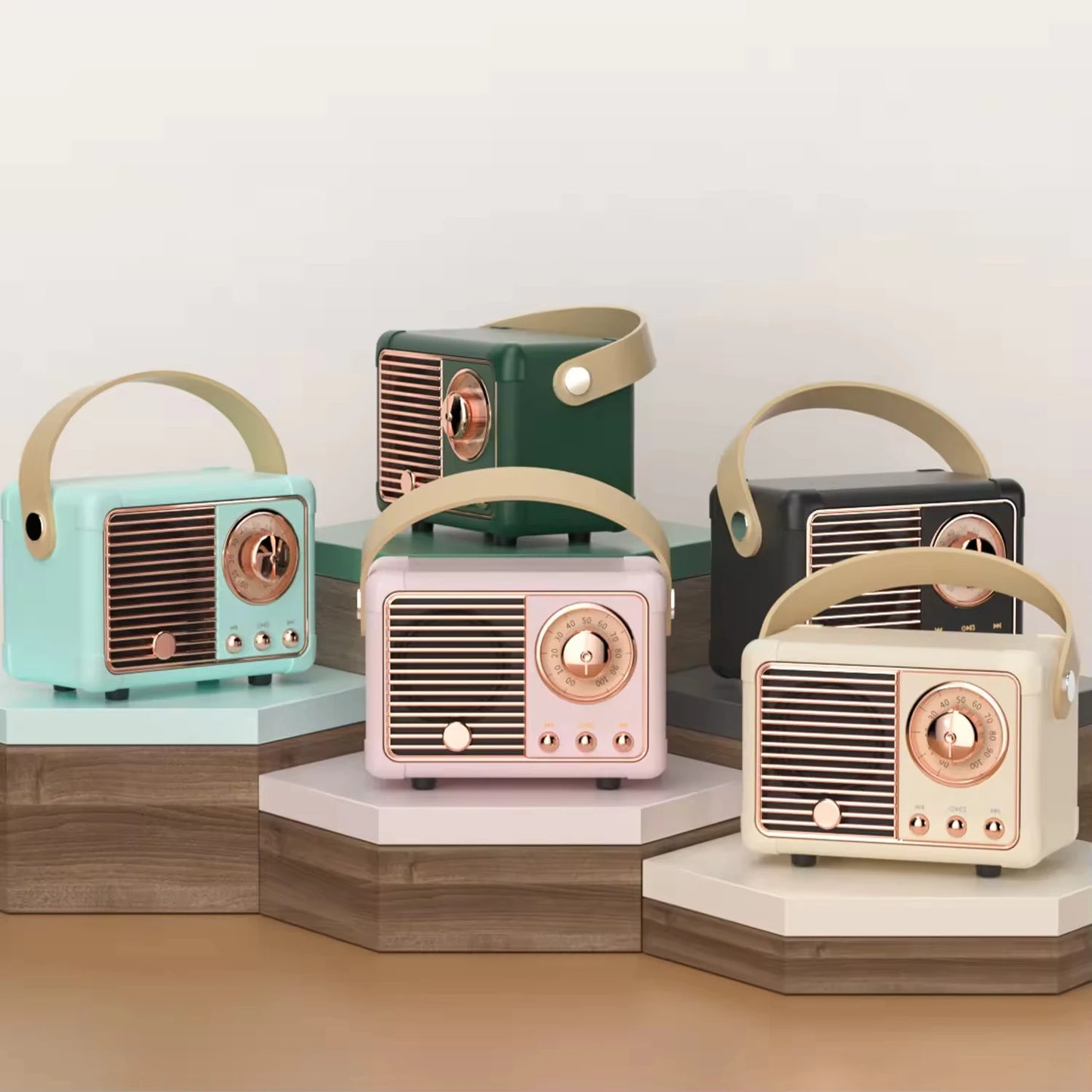 Creative Gift Mini Wireless Retro Speaker FM Radio USB Music Player Portable Classic BT Speaker with Handheld Desktop Decoration