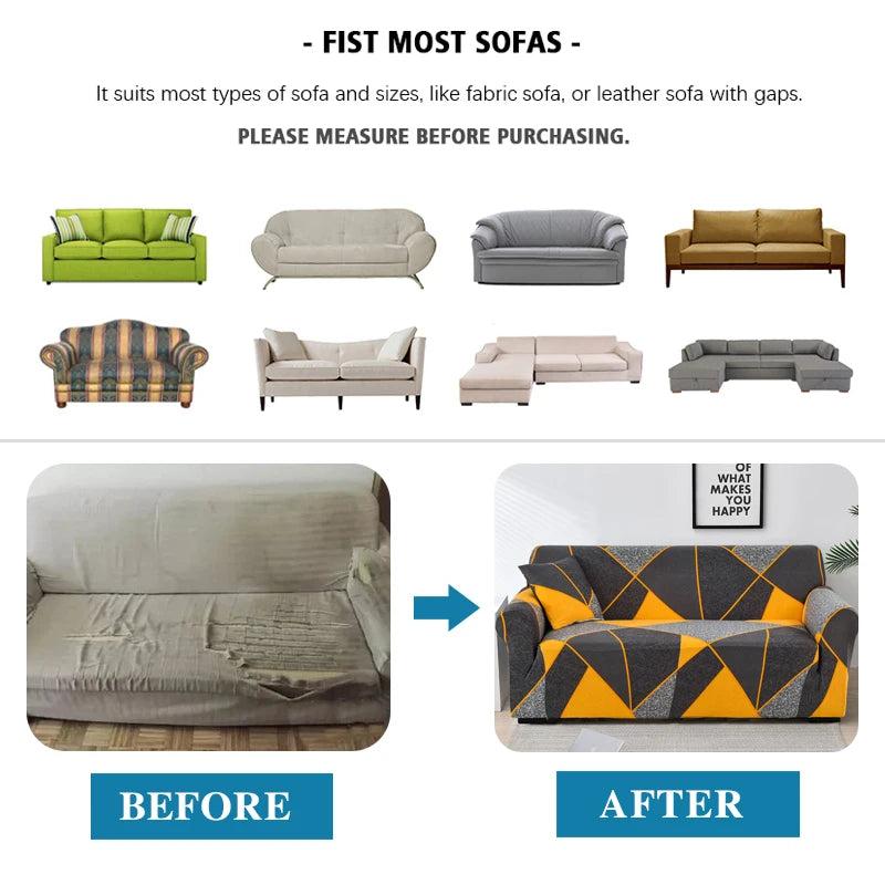 Elastic Sofa Slipcover Stretch Non Slip Sofa Covers for Living Room Chair Couch Cover L-shape Furniture Protector 1/2/3/4 Seat