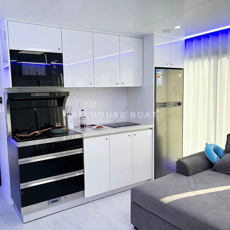 Water House for Vacation Lake House Floating Aluminum New Design Yacht Boat Fiberglass Aluminum Luxury Houseboat