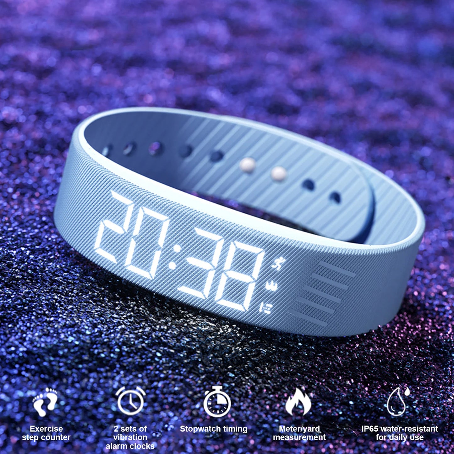  Smart Bracelet Vibrating Alarm Wristband W/Step Counter Pedometer Silent Vibration Alarm Watch Unique for Deepsleepers Elderly