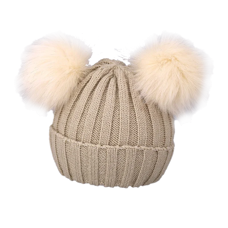 Cute Pompom Baby Hat Warm Winter Knitted Kids Baby Girl Boy Beanie Cap Solid Outdoor Infant Toddler Children Hat Bonnet