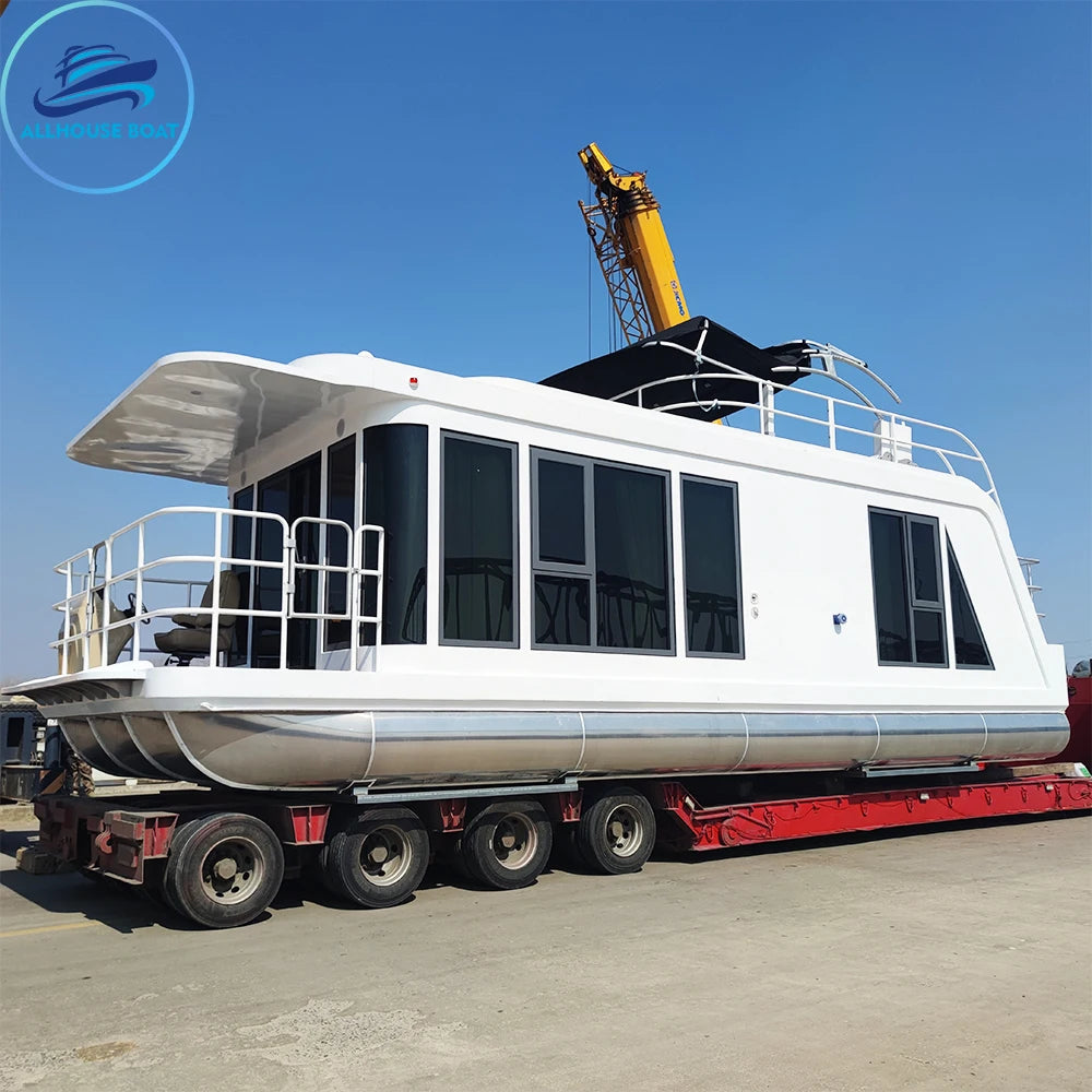 Water House for Vacation Lake House Floating Aluminum New Design Yacht Boat Fiberglass Aluminum Luxury Houseboat