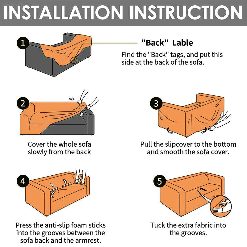 Elastic Sofa Slipcover Stretch Non Slip Sofa Covers for Living Room Chair Couch Cover L-shape Furniture Protector 1/2/3/4 Seat