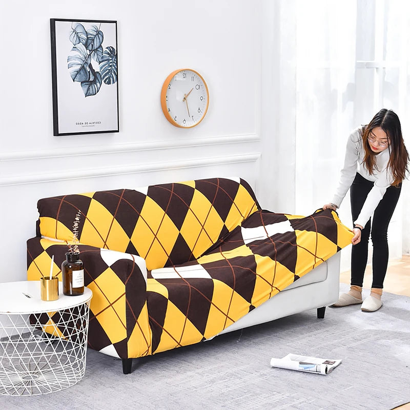 Elastic Sofa Slipcover Stretch Non Slip Sofa Covers for Living Room Chair Couch Cover L-shape Furniture Protector 1/2/3/4 Seat
