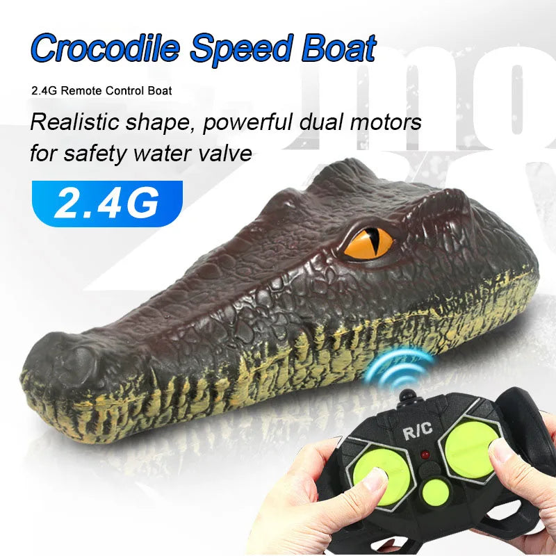 Realistic Crocodile & Python RC Boat - 2.4GHz Waterproof Remote Control Animal Ship, High-Speed Pool Toy Gift for Kids Adults