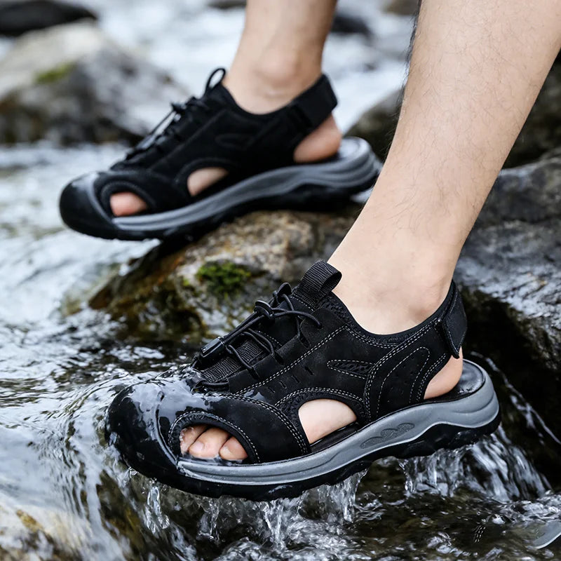 Summer Sandals Shoes Men Outdoor Lightweight Anti-slip Breathable Water-resistant Beach Breathable Casual Shoes Men Low-top
