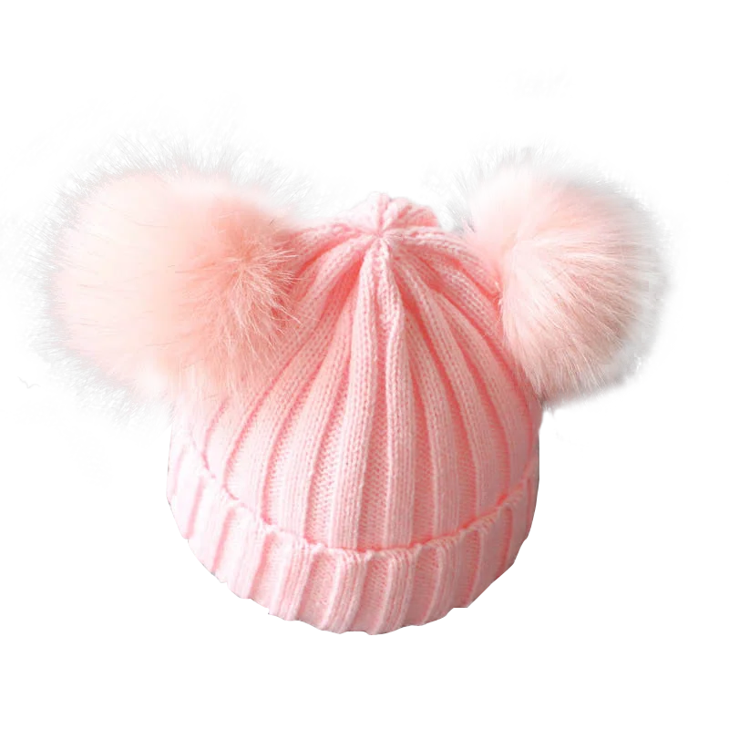 Cute Pompom Baby Hat Warm Winter Knitted Kids Baby Girl Boy Beanie Cap Solid Outdoor Infant Toddler Children Hat Bonnet
