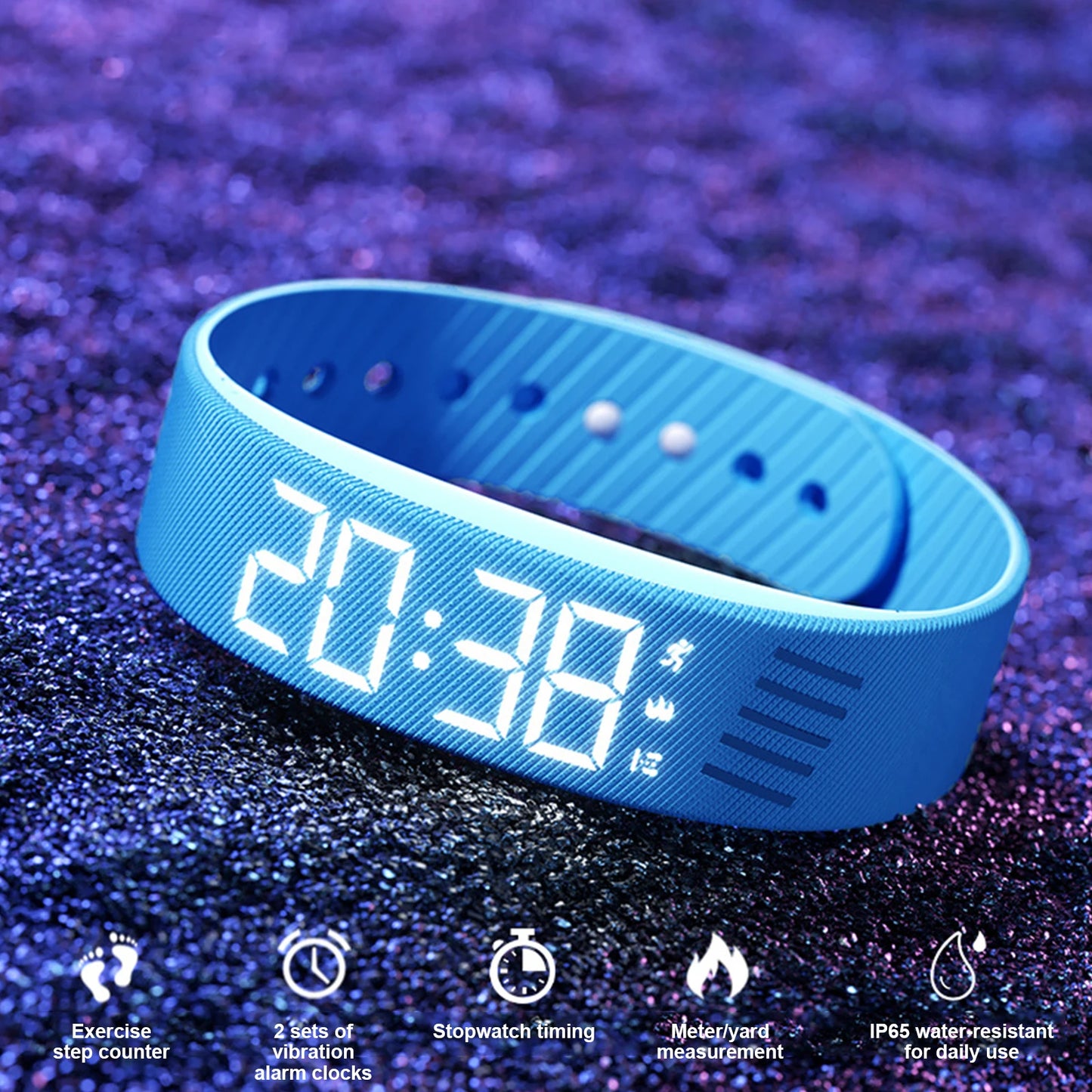 Smart Bracelet Vibrating Alarm Wristband W/Step Counter Pedometer Silent Vibration Alarm Watch Unique for Deepsleepers Elderly