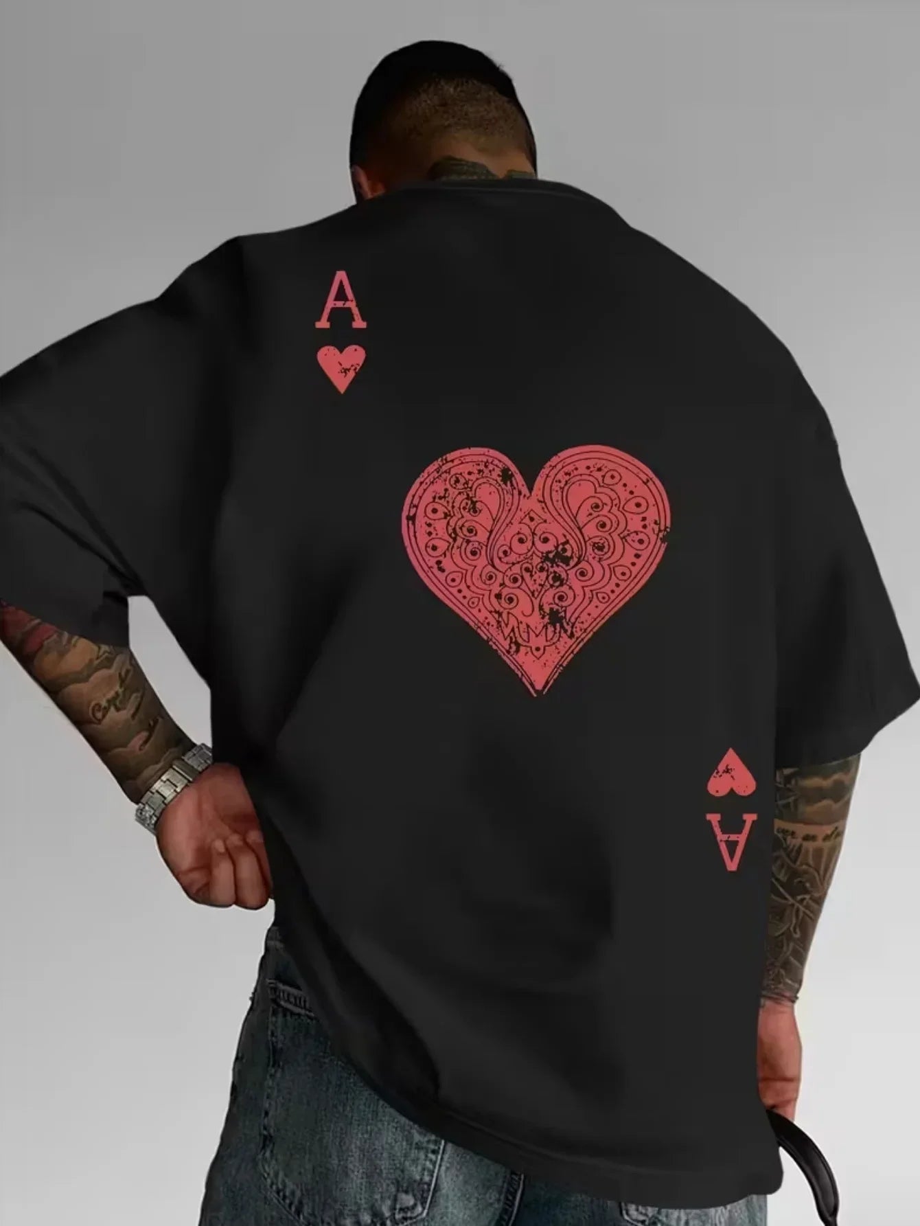 T-shirt d'été pour hommes, 100% coton, à la mode, en forme de cœur rouge, décontracté, sportif, col rond, manches courtes, hautt