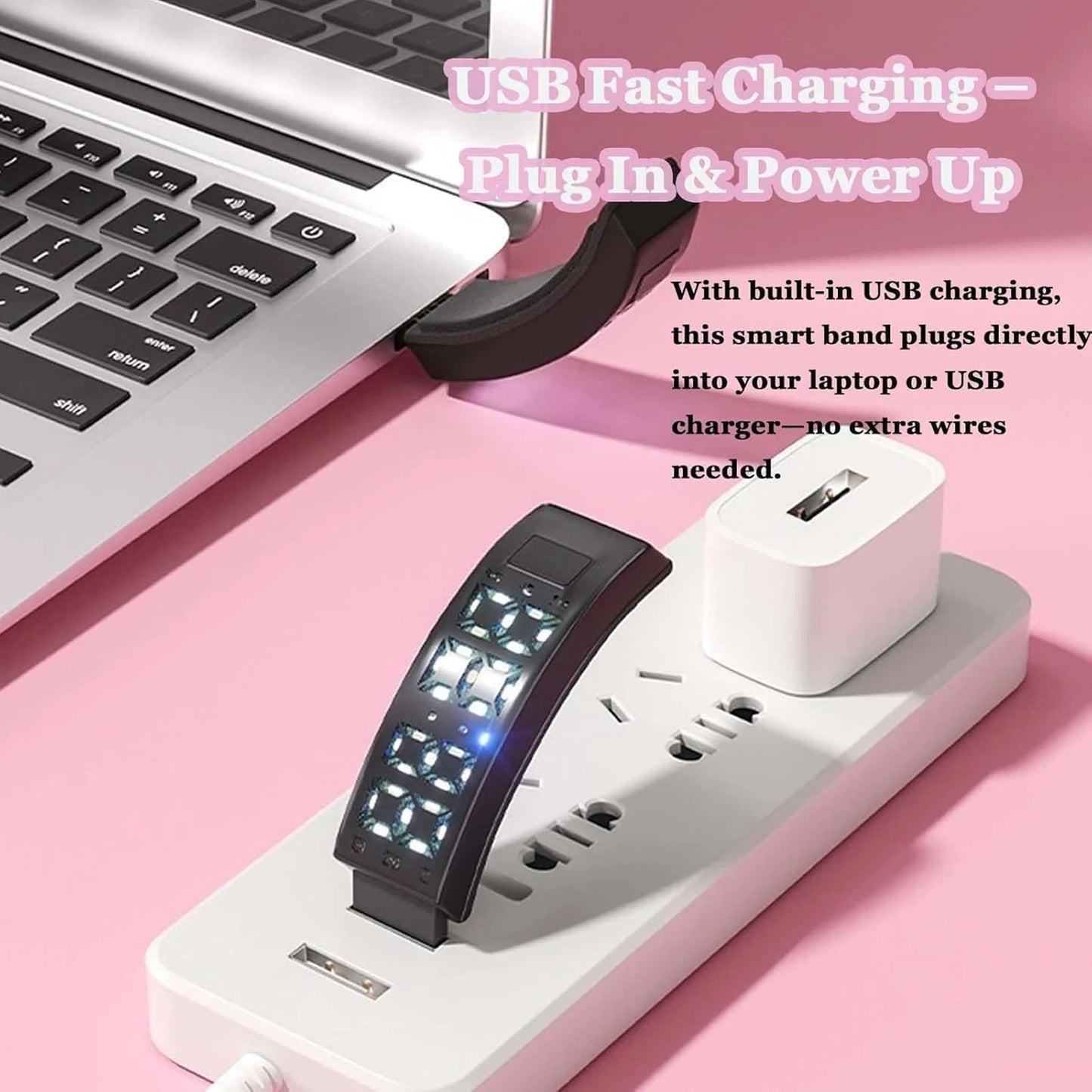  Smart Bracelet Vibrating Alarm Wristband W/Step Counter Pedometer Silent Vibration Alarm Watch Unique for Deepsleepers Elderly