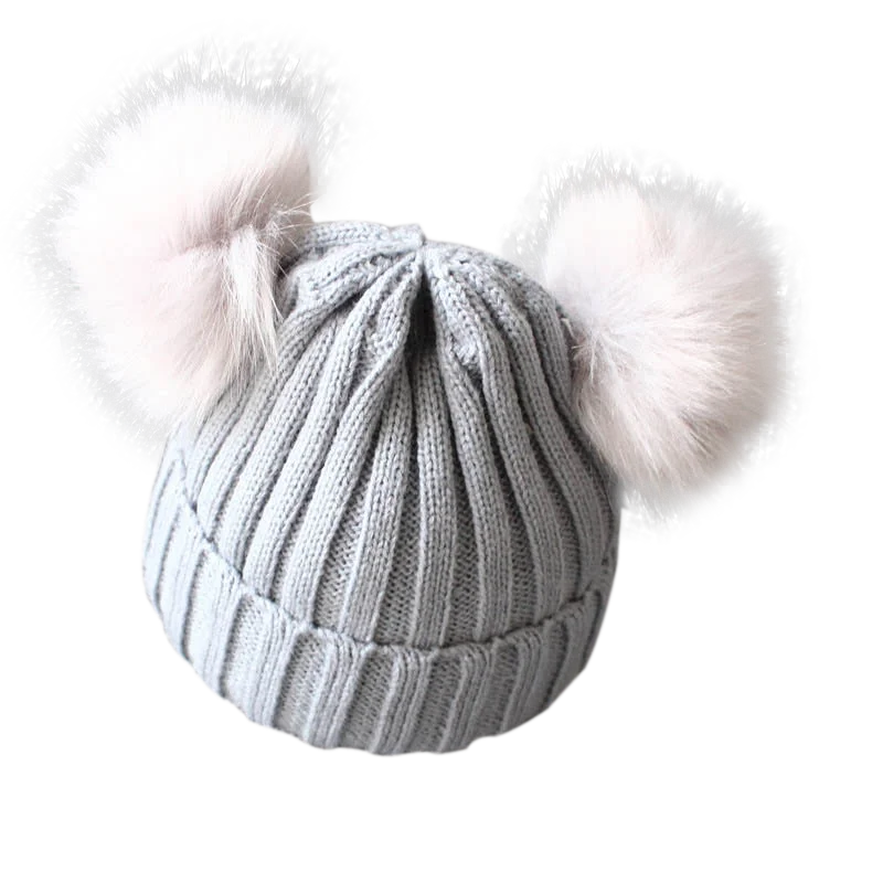 Cute Pompom Baby Hat Warm Winter Knitted Kids Baby Girl Boy Beanie Cap Solid Outdoor Infant Toddler Children Hat Bonnet