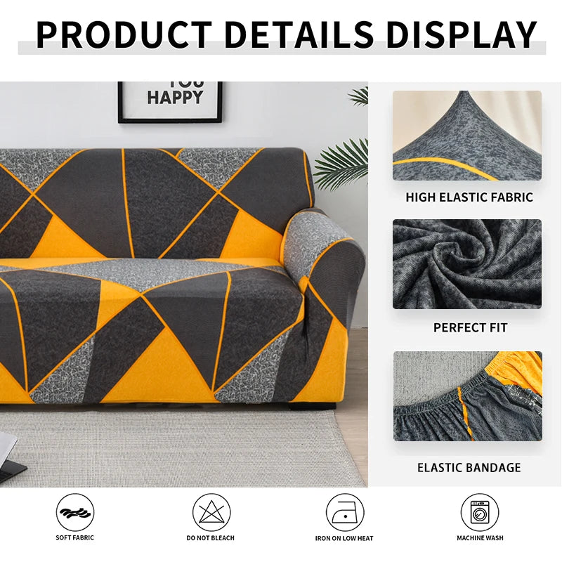 Elastic Sofa Slipcover Stretch Non Slip Sofa Covers for Living Room Chair Couch Cover L-shape Furniture Protector 1/2/3/4 Seat