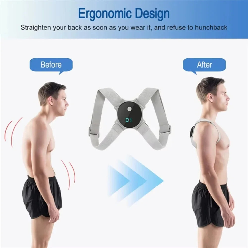 Adjustable Posture Corrector Smart Back Brace Vibration Reminder Invisible Shoulder Support For Neck Pain Relief Adult Kid